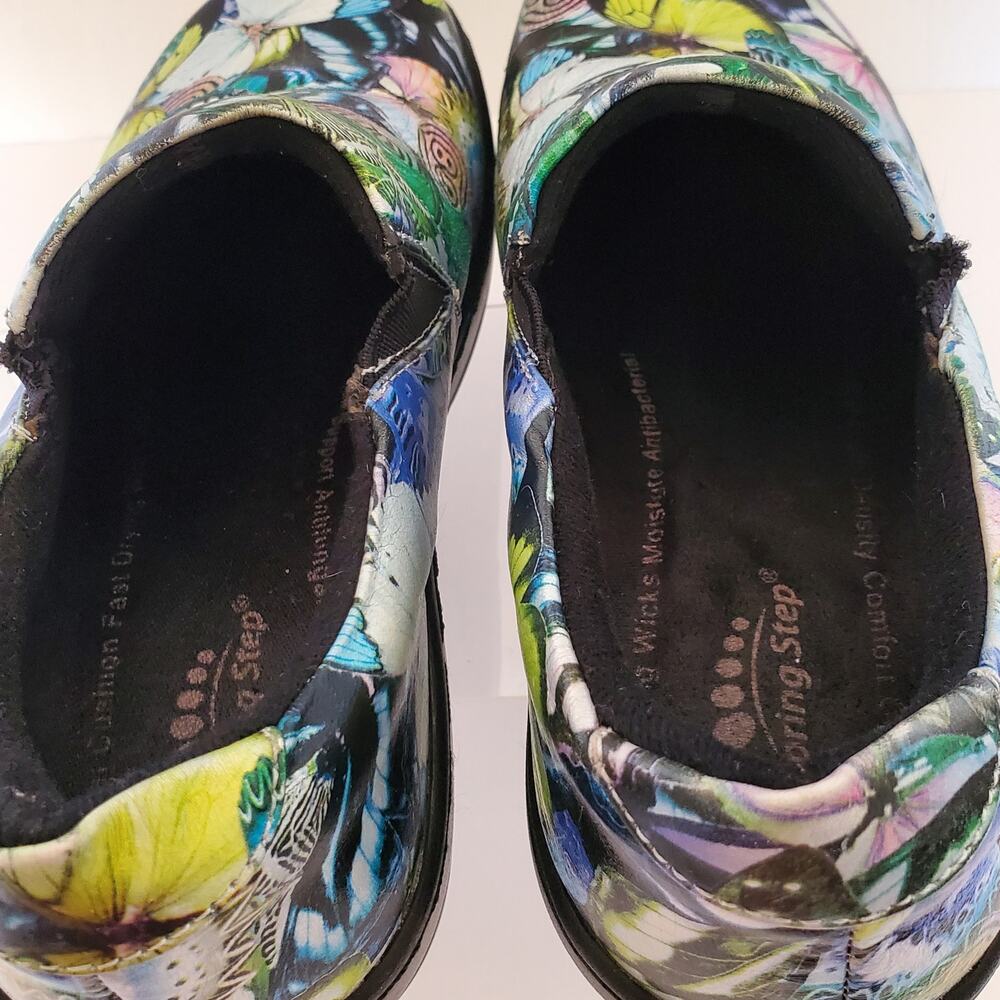 Spring Step Clogs Womens 6.5 Black Butterflies Comfort Skid Resistant - Picture 6 of 15